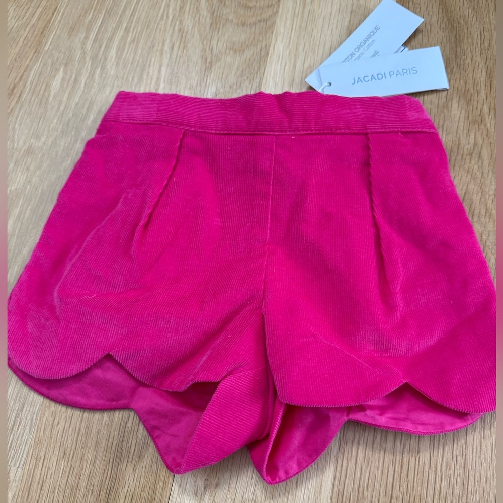 Jacadi corduroy pink scallop and shorts NWT